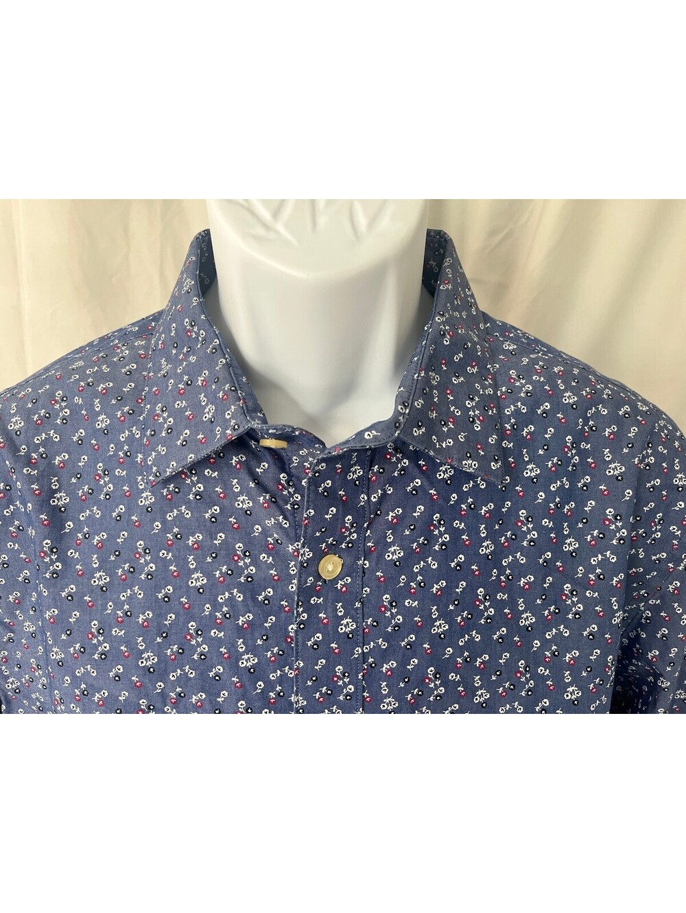 Banana Republic Men's Lavender Floral Non Iron Slim Fit Shirt Large L